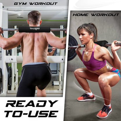 Ergonomic Foam Bar Pad, Olympic Barbell Squat & Neck Pad for Squats, Hip Thrusts & Weight Lifting Bar